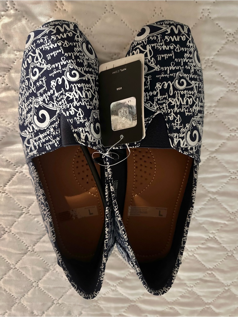 Navy Los Angeles Rams Script-Print Slip-On Flats - Women